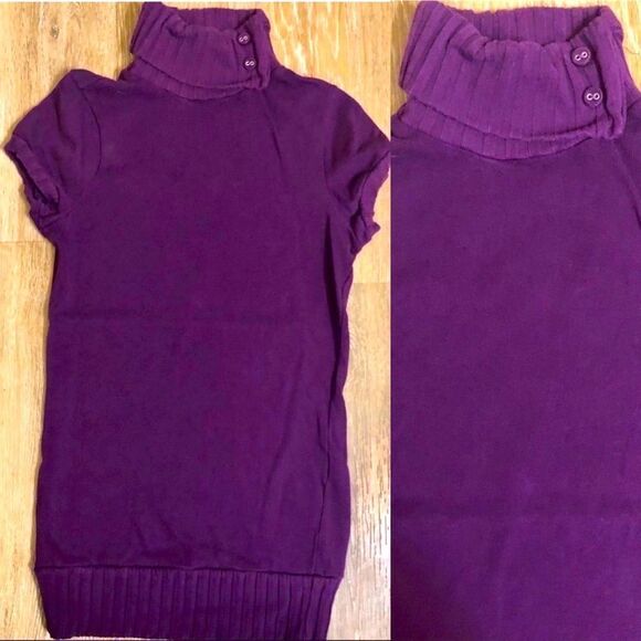 Zara purple turtleneck knit sweater tunic top mini knit dress short sleeve -S - Picture 1 of 11